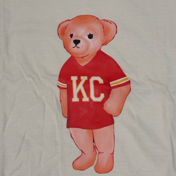 NWT Maddy Jae Kansas City Chiefs Graphic Bear Shirt Polo Ralph Lauren Inspired - Picture 2 of 3